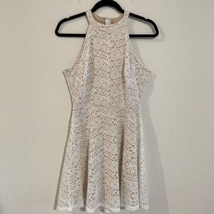 Andree By Unit Women’s Mini Dress White Lace Halter Girlhoodcore Balletcore